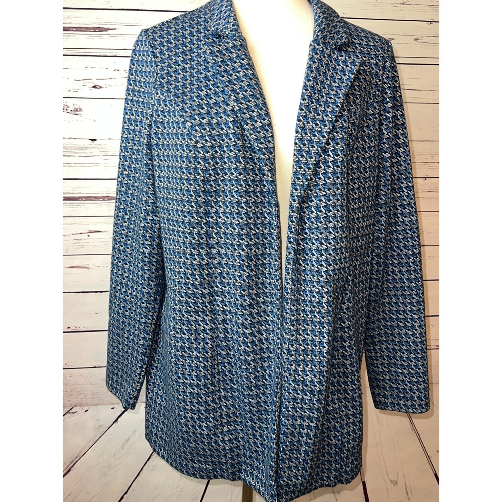 J Jill Wearever Collection Blazer Shacket Open Front Jacket Lagenlook Small Blue